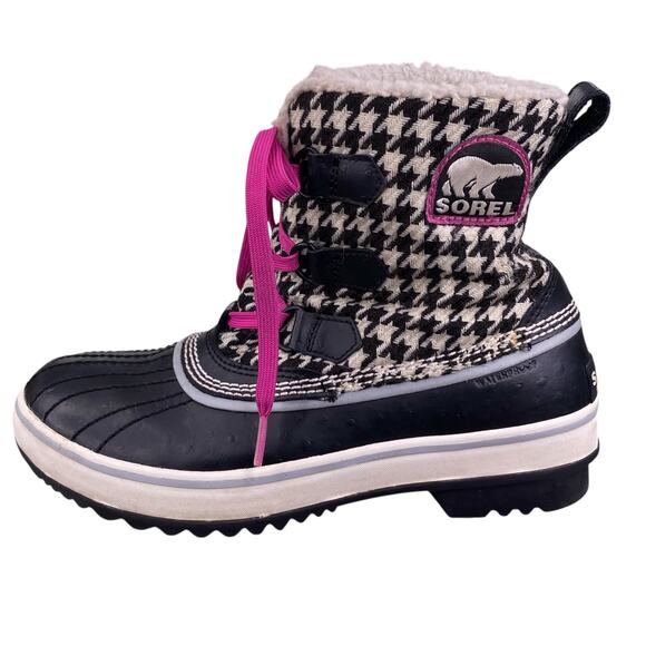 Sorel Women’s Tivoli Black Houndstooth Lace Up Winter Boots Size US 6.5 - Picture 3 of 11